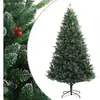 vidaXL Sapin de Noël artificiel à charnières avec baies rouges 180 cm