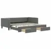 vidaXL Lit de jour avec gigogne et tiroirs gris foncé 90x190 cm tissu