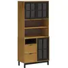 vidaXL Buffet haut et portes en verre FLAM 80x40x180cm bois massif pin