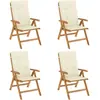 vidaXL Chaises de jardin inclinables 4pcs et coussins bois massif teck