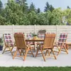vidaXL Chaises de jardin inclinables et coussins lot de 6 bois teck
