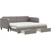 vidaXL Vidaxl Lit De Jour Avec Gigogne Et Tiroirs Taupe 90x200 Cm Tissu