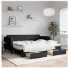 vidaXL Lit de jour avec gigogne et tiroirs noir 80x200 cm tissu