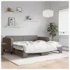 vidaXL Lit de jour avec gigogne et matelas taupe 100x200 cm tissu