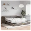 vidaXL Lit de jour avec gigogne et tiroirs taupe 100x200 cm tissu