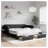vidaXL Lit de jour avec gigogne et tiroirs noir 100x200 cm tissu