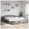 vidaXL Lit de jour avec gigogne et tiroirs taupe 100x200 cm tissu