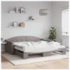 vidaXL Lit de jour avec gigogne et matelas taupe 100x200 cm tissu