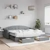vidaXL Lit de jour avec gigogne et tiroirs gris clair 90x200 cm tissu