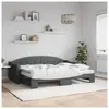 vidaXL Lit de jour avec gigogne et matelas gris foncé 80x200 cm tissu