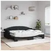 vidaXL Lit de jour avec lit gigogne et matelas noir 80x200 cm tissu