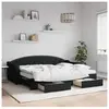vidaXL Vidaxl Lit De Jour Avec Gigogne Et Tiroirs Noir 80x200 Cm Tissu