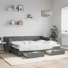 vidaXL Lit de jour avec gigogne et tiroirs gris foncé 80x200 cm tissu