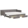 vidaXL Lit de jour avec gigogne et tiroirs taupe 80x200 cm tissu