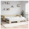 vidaXL Vidaxl Lit De Jour Avec Lit Gigogne Crème 100x200 Cm Tissu