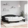 vidaXL Lit de jour avec gigogne et matelas noir 90x200 cm tissu