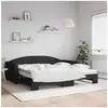 Lit de jour avec gigogne et matelas noir 100x200 cm tissu Vidaxl Noir
