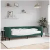 vidaXL Lit de jour avec matelas vert foncé 90x200 cm velours