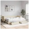 Lit de jour avec gigogne et tiroirs crème 80x200 cm tissu Vidaxl Crème