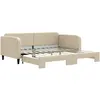 vidaXL Vidaxl Lit De Jour Avec Lit Gigogne Crème 100x200 Cm Tissu