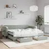 vidaXL Lit de jour avec gigogne et tiroirs gris clair 90x200cm velours