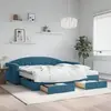 vidaXL Lit de jour avec gigogne et tiroirs bleu 100x200 cm velours