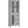 vidaXL Buffet haut Gris béton 69,5x34x180 cm Bois d'ingénierie