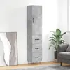 vidaXL Buffet haut Gris béton 34,5x34x180 cm Bois d'ingénierie