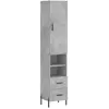 vidaXL Buffet haut Gris béton 34,5x34x180 cm Bois d'ingénierie