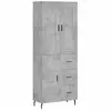 vidaXL Buffet haut Gris béton 69,5x34x180 cm Bois d'ingénierie