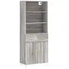 vidaXL Buffet haut Sonoma gris 69,5x34x180 cm Bois d'ingénierie