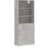 vidaXL Buffet haut Gris béton 69,5x34x180 cm Bois d'ingénierie