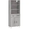 vidaXL Buffet haut Sonoma gris 69,5x34x180 cm Bois d'ingénierie