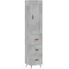 vidaXL Buffet haut Gris béton 34,5x34x180 cm Bois d'ingénierie