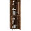 vidaXL Buffet haut Chêne fumé 34,5x34x180 cm Bois d'ingénierie