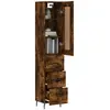 vidaXL Buffet haut Chêne fumé 34,5x34x180 cm Bois d'ingénierie