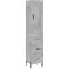 vidaXL Buffet haut Gris béton 34,5x34x180 cm Bois d'ingénierie