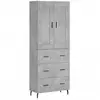 vidaXL Buffet haut Gris béton 69,5x34x180 cm Bois d'ingénierie