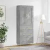 vidaXL Buffet haut Gris béton 69,5x34x180 cm Bois d'ingénierie