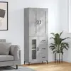 vidaXL Buffet haut Gris béton 69,5x34x180 cm Bois d'ingénierie