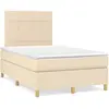 vidaXL Sommier à lattes de lit avec matelas Crème 120x200 cm Tissu