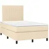 vidaXL Sommier à lattes de lit avec matelas Crème 200x200 cm Tissu