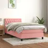 vidaXL Sommier à lattes de lit avec matelas Rose 100x200 cm Velours