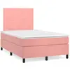 vidaXL Sommier à lattes de lit avec matelas Rose 140x190 cm Velours