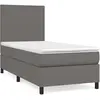 vidaXL Sommier à lattes de lit avec matelas Gris 90x190 cm Similicuir