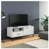 vidaXL Meuble TV avec pieds en métal Blanc Bois de pin massif OSLO