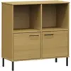 vidaXL Bibliothèque avec pieds en métal Marron 90x35x90,5 cm Bois OSLO