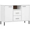 vidaXL Buffet avec pieds en métal Blanc 113x40x77 cm Bois massif OSLO