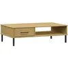 vidaXL Table basse avec pieds en métal Marron Bois pin massif OSLO