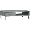 vidaXL Table basse avec pieds en métal Gris Bois pin massif OSLO